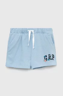 Spodnie i spodenki dla dziewczynek - GAP szorty dziecięce kolor niebieski z nadrukiem regulowana talia - Gap - grafika 1