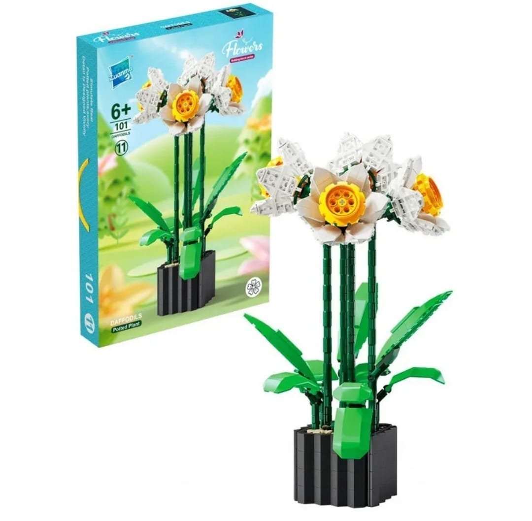 Klocki konstrukcyjne kwiaty w doniczce ŻONKILE