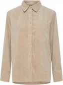 Koszule damskie - PIECES KLASYCZNA KOSZULA DAMSKA Z MATERIAŁU SZTRUKS BEŻOWA M X_A - miniaturka - grafika 1
