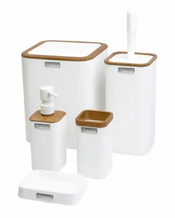Zestaw łazienkowy Kely Square white/wood - Akcesoria łazienkowe - miniaturka - grafika 1