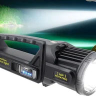 Latarki - Akumulatorowa latarka LED o mocy 1 000 000 lumenów z głowicą obrotową 350°, 9 trybów, ultrajasna – wodoodporna latarka awaryjna zasilana energią słone - miniaturka - grafika 1