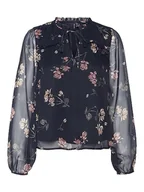 Bluzki damskie - VERO MODA Damska bluzka Vmmilla Ls Top WVN Ga Noos, Navy Blazer/Aop: sallie, S - miniaturka - grafika 1