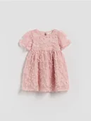 Sukienki i spódniczki dla dziewczynek - Reserved - Tiulowa sukienka z haftem - pastelowy róż - miniaturka - grafika 1