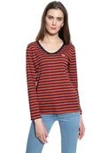 Koszulki i topy damskie - DAMSKA KOSZULKA Z DŁUGIM RĘKAWEM LEE LS SCOOP NECK TEE REGULAR FIT RED OCHRE L44DYKOE 112109832 - Lee - miniaturka - grafika 1