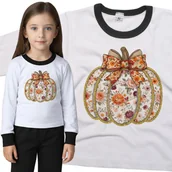 Piżamy dla dziewczynek - Piżama dziecięca Dynia Wzór W Kwiatki Vintage Glitter Dzień Dyni 110/116 - VoloDonum - miniaturka - grafika 1