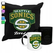 Gadżety dla niej i dla niego - ZESTAW KUBEK MAGICZNY + POSZEWKA Z PODUSZKĄ- NBA SEATLE SUPERSONICS + IMIĘ - miniaturka - grafika 1