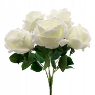 Sztuczne kwiaty - Bukiet róż jak żywe sztuczne biała bukiet 50 cm róża - miniaturka - grafika 1
