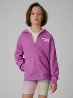 Bluzy dla dziewczynek - 4F Bluza dresowa loose z kapturem dziewczęca - fioletowa 158/164 (12-14 lat) - miniaturka - grafika 1