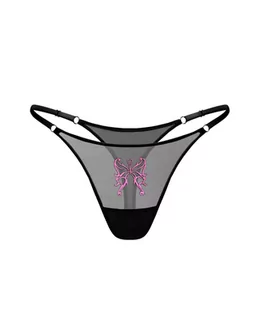 Majtki damskie - ZHILYOVA LINGERIE Czarne stringi z haftem Butterfly rozmiar L - grafika 1