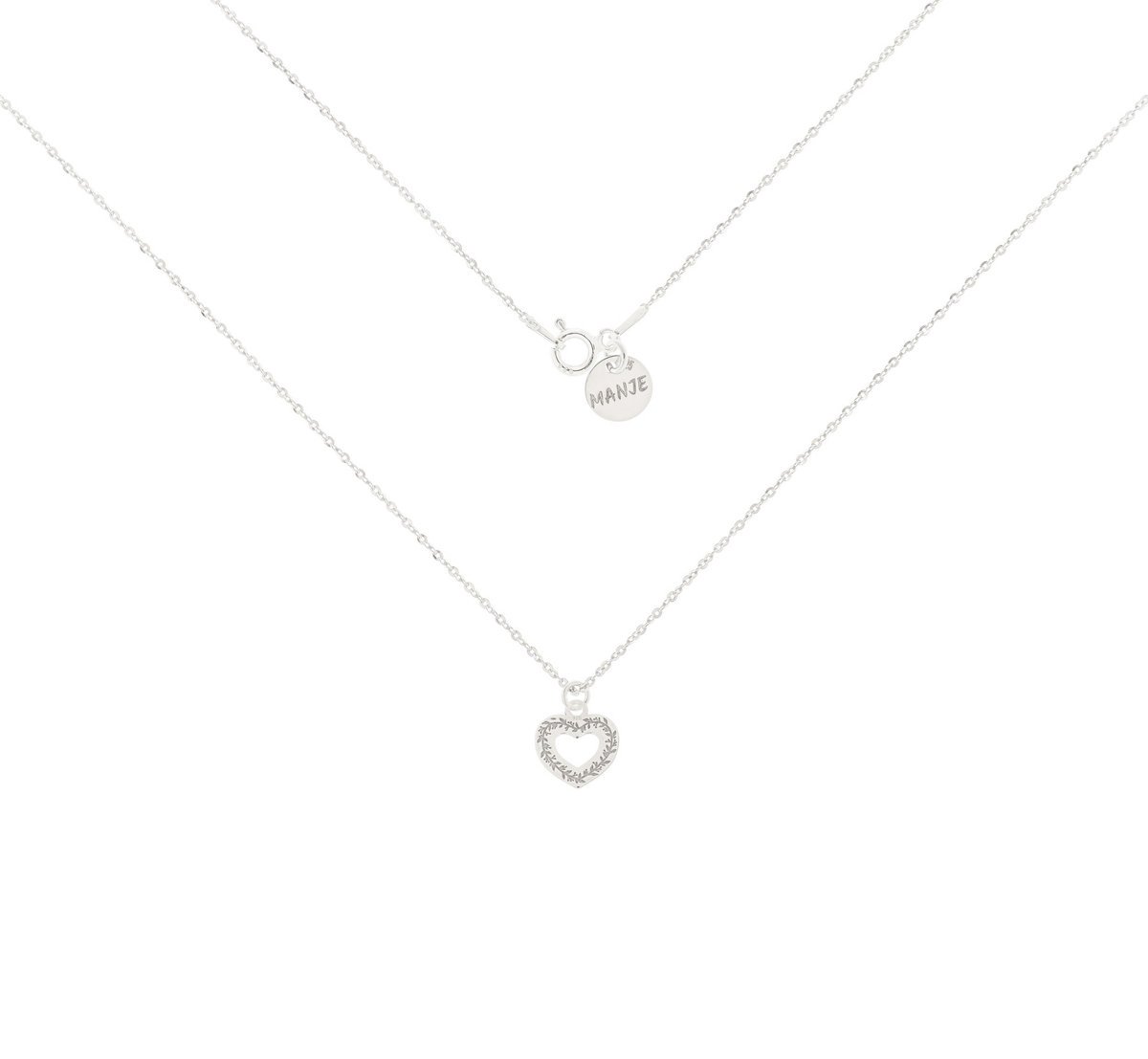 Srebrny naszyjnik z sercem i liśćmi 40 cm