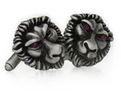 Spinki do mankietów i krawatów - Spinki do mankietów - głowa lwa z kryształkami A289 - miniaturka - grafika 1