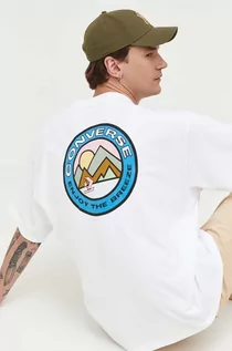 Koszulki męskie - Converse t-shirt bawełniany kolor biały z nadrukiem - grafika 1