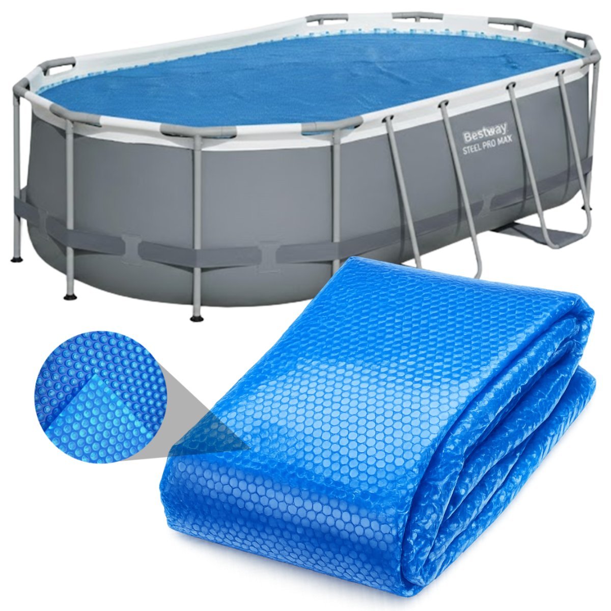 Bestway pokrywa bąbelkowa grzewcza mata fola solarna  power steel 424x250cm
