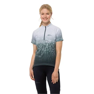Damska koszulka rowerowa Jack Wolfskin MOROBBIA HZ PRINT T W white cloud all over - L - Koszulki i topy damskie - miniaturka - grafika 1