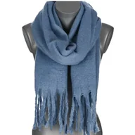 Apaszki i szaliki damskie - Szalik damski zimowy szal ciepły dred z frędzlami na prezent NIEBIESKI - miniaturka - grafika 1