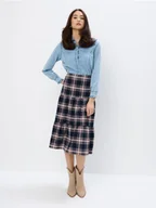 Spódnice - Mohito - Spódnica midi w kratę - granatowy - miniaturka - grafika 1