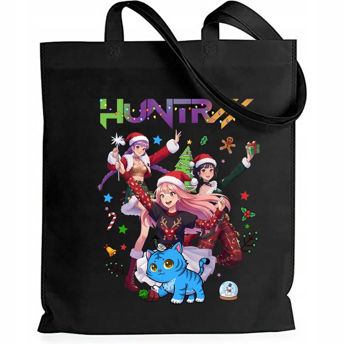 Torba Czarna EKO HUNTRIX NA ŚWIĘTA Prezent Na Mikołajki Pod Choinkę Święta