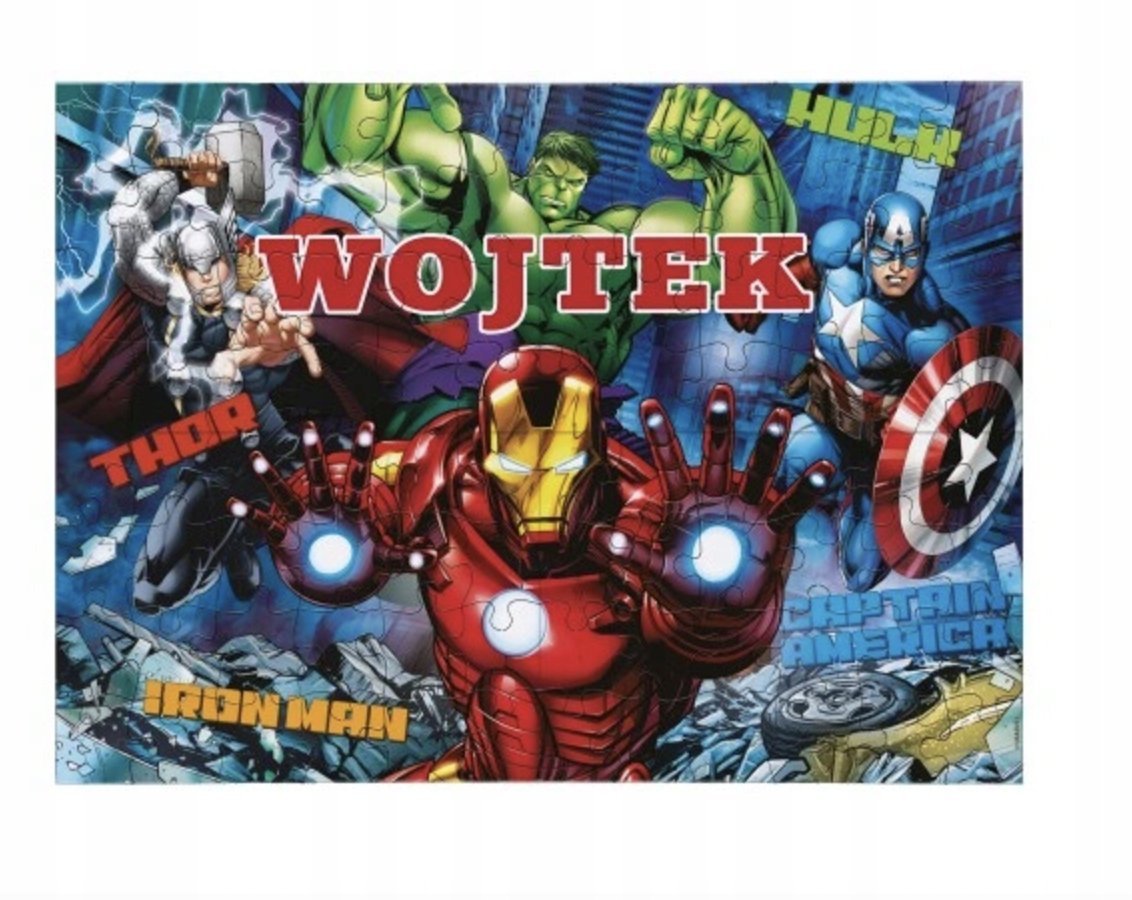 PUZZLE AVENGERS IRON MAN HULK A3 252 el z Nadrukiem + IMIĘ Pudełko #37