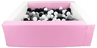Suche baseny - Kwadratowy suchy basen z ekoskóry z 300 piłeczkami (biały, różowy (pastel)/czarny, biały, szary) - miniaturka - grafika 1