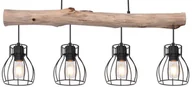 Lampy sufitowe - Globo Mina 15326-4N lampa wisząca zwis 4x40W E27 czarna/drewniana - miniaturka - grafika 1