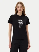 Koszulki i topy damskie - KARL LAGERFELD T-Shirt A1W17126 Czarny Regular Fit - miniaturka - grafika 1