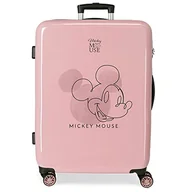 Walizki - Disney Walizka Mickey Outline, średniej wielkości, różowa, 48 x 68 x 26 cm, sztywna, zamknięcie ABS, zintegrowana, 70 l, 3 kg, 4 kółka - miniaturka - grafika 1