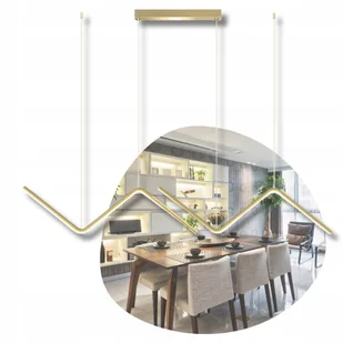 Lampa Wisząca Zyg Zag Sufitowa Złota Zintegrowane Led Nowoczesna Nad Wyspę - Lampy sufitowe - miniaturka - grafika 1