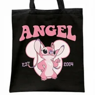 Torby i wózki na zakupy - Torba bawełniana czarna na zakupy Stitch Lilo i Stich Dla Fanów - miniaturka - grafika 1
