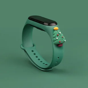 Strap Xmas opaska do Xiaomi Mi Band 6 / Mi Band 5 świąteczny silikonowy pasek bransoletka ciemnozielony (choinka 2) - Etui i futerały do telefonów - miniaturka - grafika 2