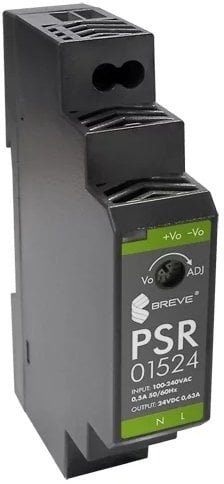 Breve Zasilacz impulsowy PSR 01524 230/ 24VDC 0,63A 15W na szynę DIN, Uzas: 85-264VACVAC, Ta70, 17000-1553
