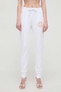 Spodnie damskie - Versace Jeans Couture spodnie dresowe bawełniane kolor biały gładkie - miniaturka - grafika 1