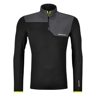 Ortovox, Fleece Light Zip Neck, koszulka, męska, czarna - Koszulki sportowe męskie - miniaturka - grafika 1