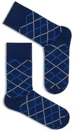 Skarpetki męskie - Skarpety męskie bawełniane w delikatną kratę Milena - miniaturka - grafika 1