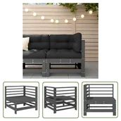 Sofy ogrodowe - The Living Store Ogrodowa sofa narożna - szara - lite drewno sosnowe - Sofa Narożna - miniaturka - grafika 1