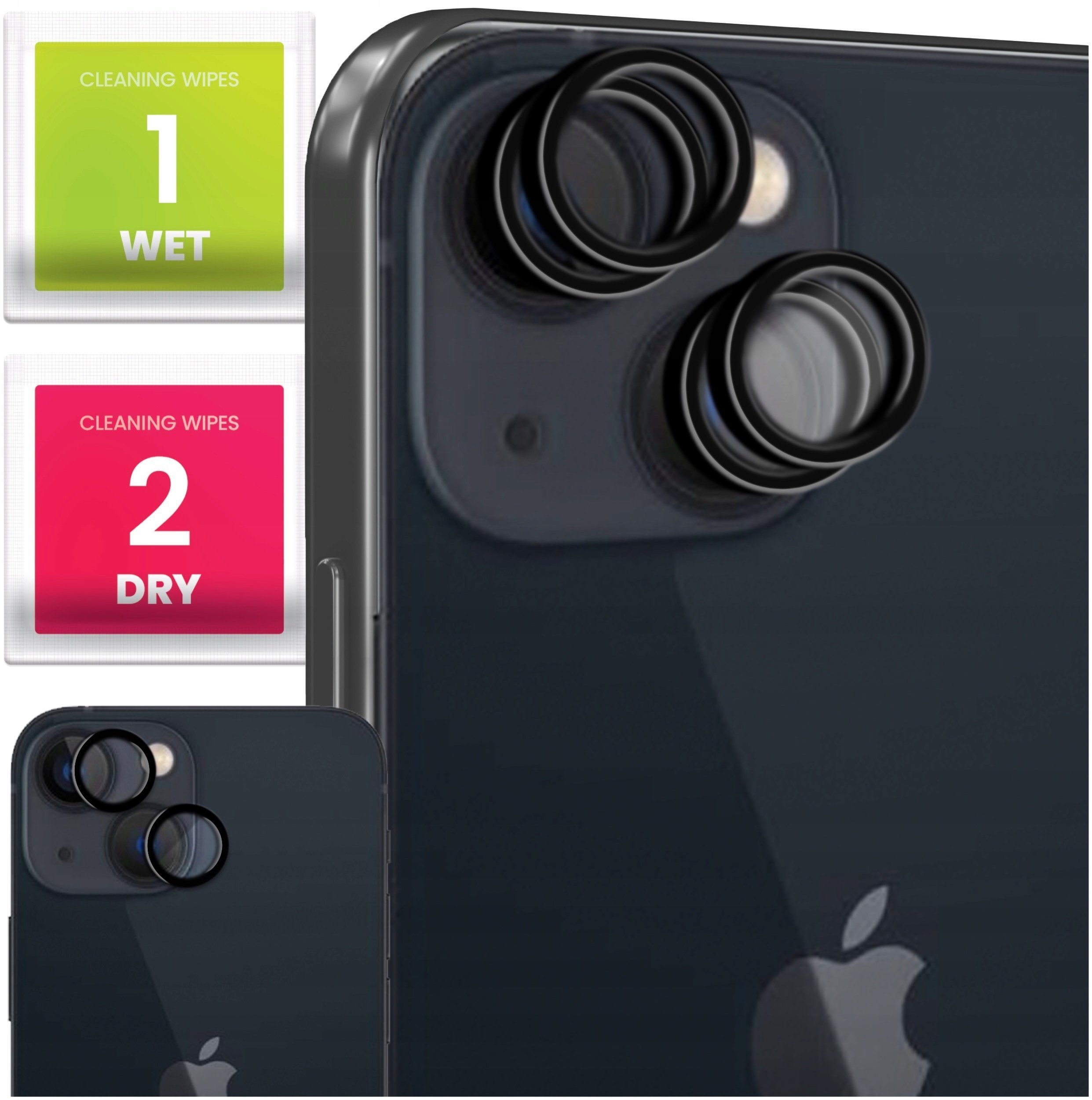 4x Szkło Na Aparat Do Apple iPhone 14 / 14 Plus Na Obiektywy, Czarne, 9H