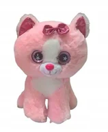 Maskotki i pluszaki - PLUSZOWY PLUSZ RÓŻOWY KOTEK Z KOKARDKĄ MASKOTA PLUSZAK 22 cm - miniaturka - grafika 1