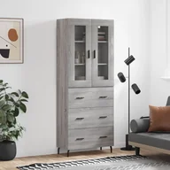 Witryny - Witrynka szary dąb sonoma 69,5x34x180cm materiał drewnopochodny Lumarko! - miniaturka - grafika 1