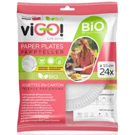 Naczynia i sztućce jednorazowe - Talerze Papierowe Vigo BIO Białe 18 cm, 24 sztuki - miniaturka - grafika 1