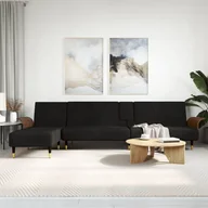 Narożniki - Sofa rozkładana L, czarna, 279x140x70 cm, aksamit Lumarko! - miniaturka - grafika 1