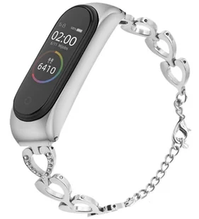 Srebrna Bransoleta Serce Do Xiaomi Mi Band 5 - Akcesoria do pulsometrów i zegarków sportowych - miniaturka - grafika 1
