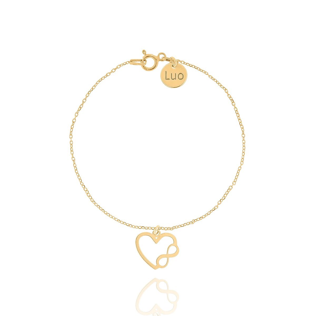 Bransoletka srebrna pozłacana z sercem i nieskończonością