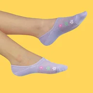 Skarpetki damskie - Stopki w kwiatki - Retro styl fioletowe - miniaturka - grafika 1