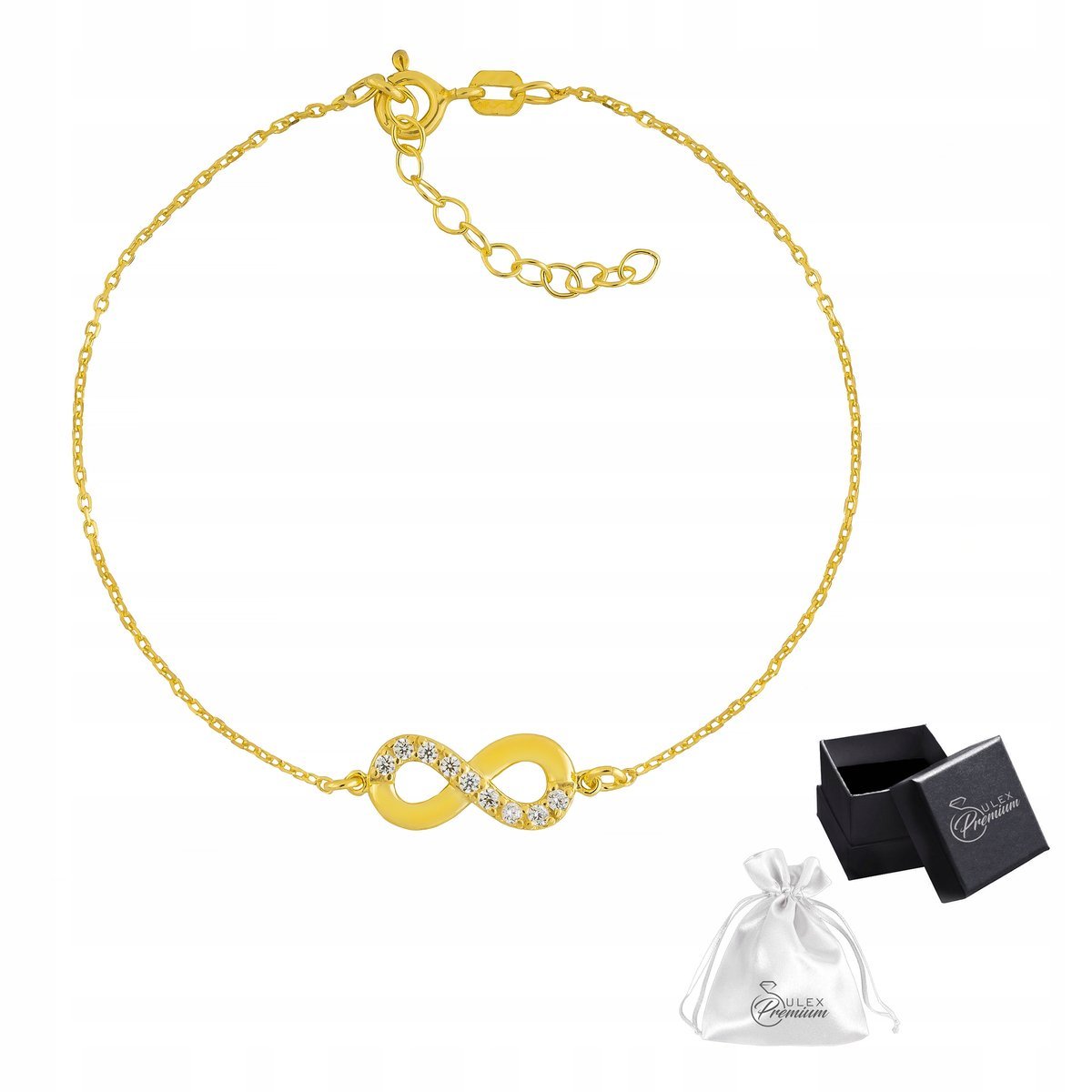 Bransoletka srebro pr 925 Złota Celebrytka Nieskończoność Infiniti dla Niej