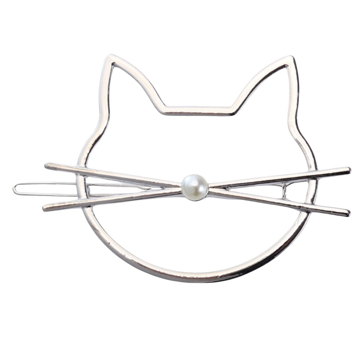 Spinka Wsuwka Srebrna do Włosów Ozdobna Kot Metalowa Lekka i Wytrzymała