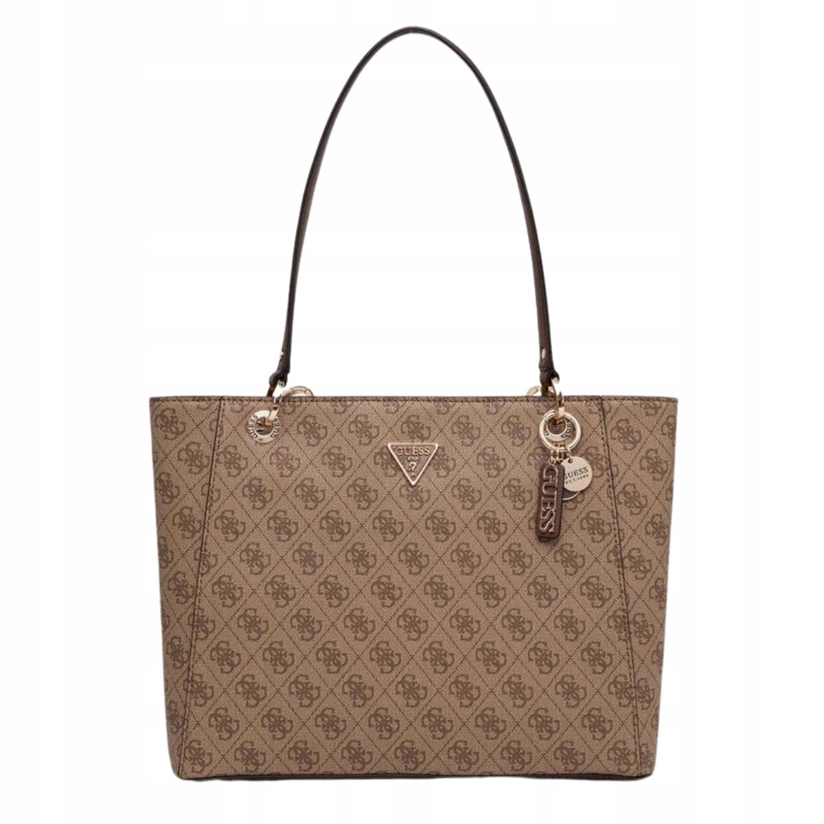GUESS NOELLE Tote latte/brown - brązowa torebka damska shopper z monogramem