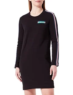 Love Moschino Damska koszulka o regularnym kroju z długim rękawem i naszywką, z paskiem w paski, czarny, 48 - Koszulki i topy damskie - miniaturka - grafika 1