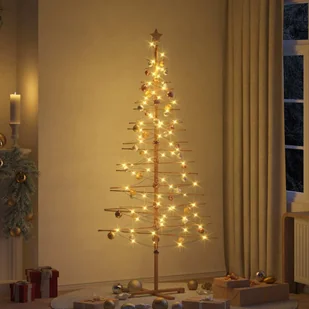 vidaXL Drewniana choinka z podstawą Brązowy 210 cm Bambus - Choinki - miniaturka - grafika 1