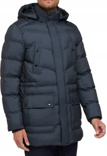 GEOX GRANATOWA PIKOWANA KURTKA MĘSKA Z KAPTUREM I ZAMKIEM 54 JYB - Kurtki męskie - miniaturka - grafika 1