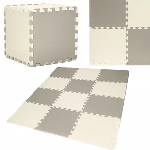 Mata piankowa kwadraty 118x90 cm kremowe szare puzzle pianka EVA FM0029 - Maty piankowe - miniaturka - grafika 1
