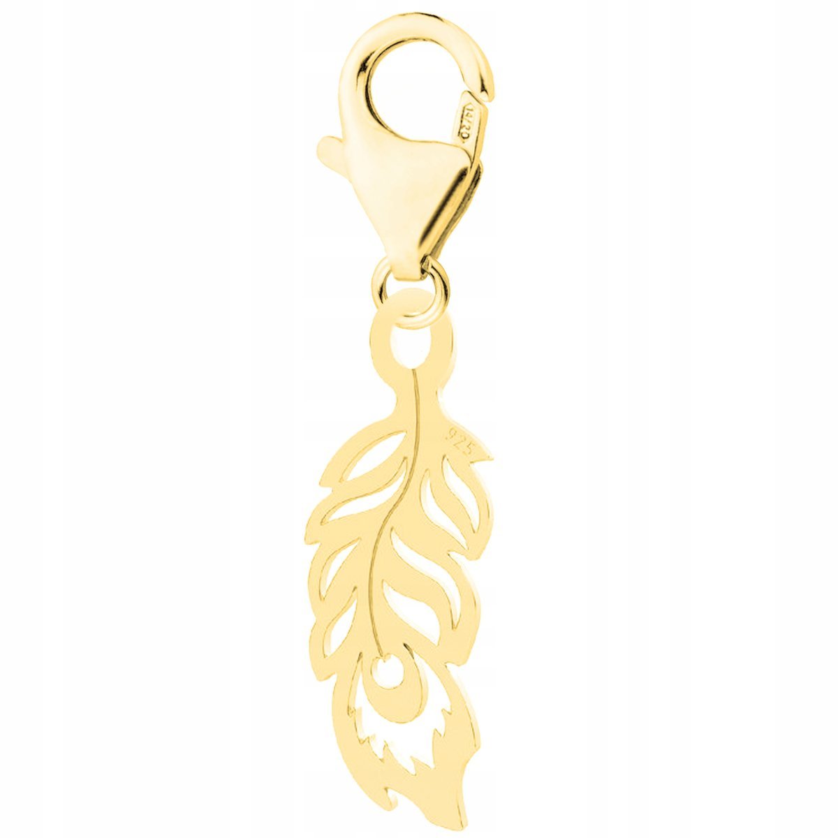 Złota Zawieszka Karabińczyk z Piórem Pawie Pióro Pawie Paw SREBRO 925